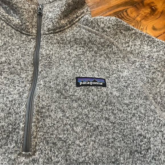 Patagonia Women's Better Sweater Stonewash Gray L 1/4 Zip Pullover Branded - Picture 7 of 14